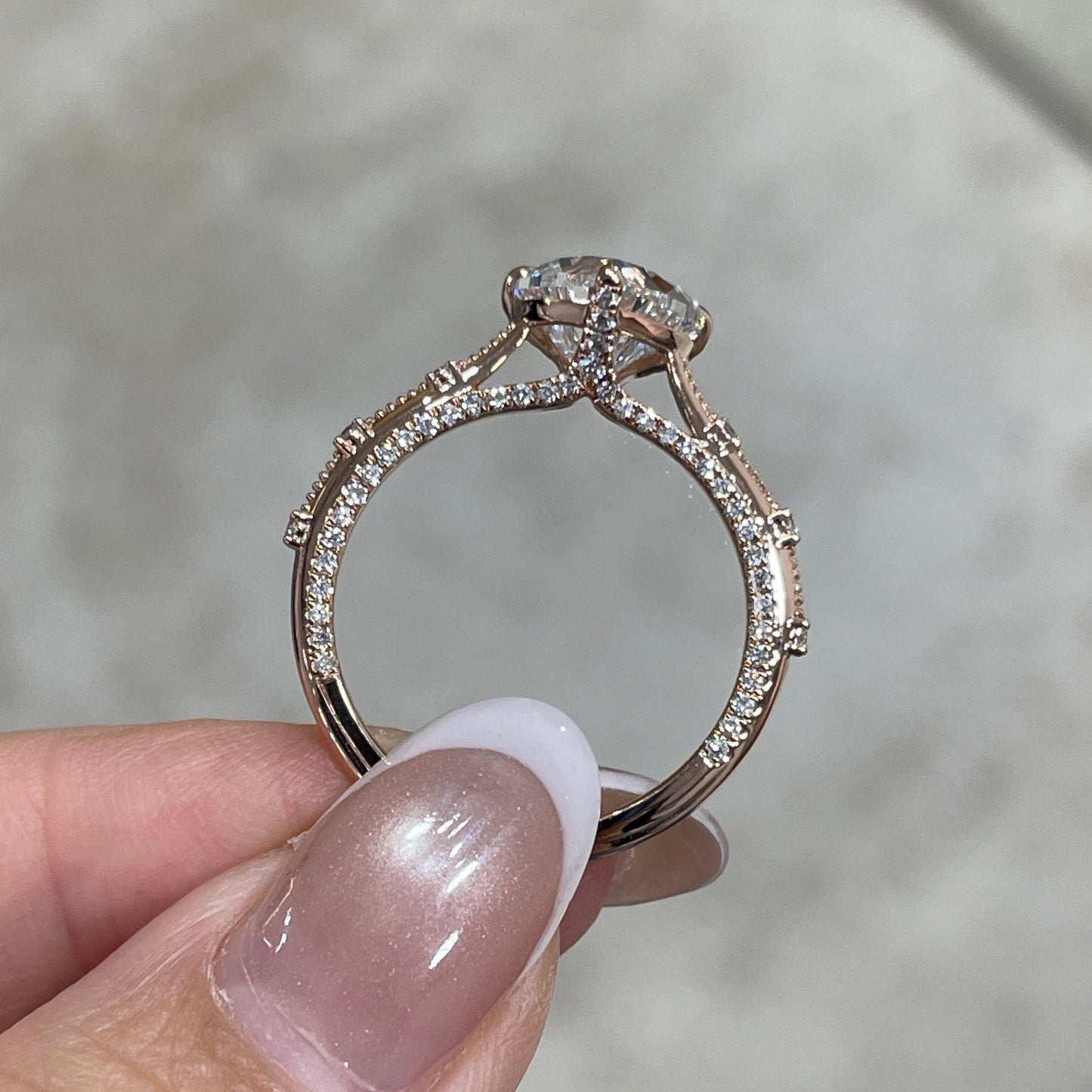 IGI Lab diamond heart shape 2ct milgrain under paved ring