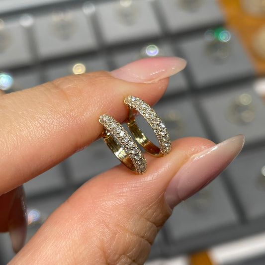 9k Lab diamond round 0.35ct three row 10mm hoop earrings-pair