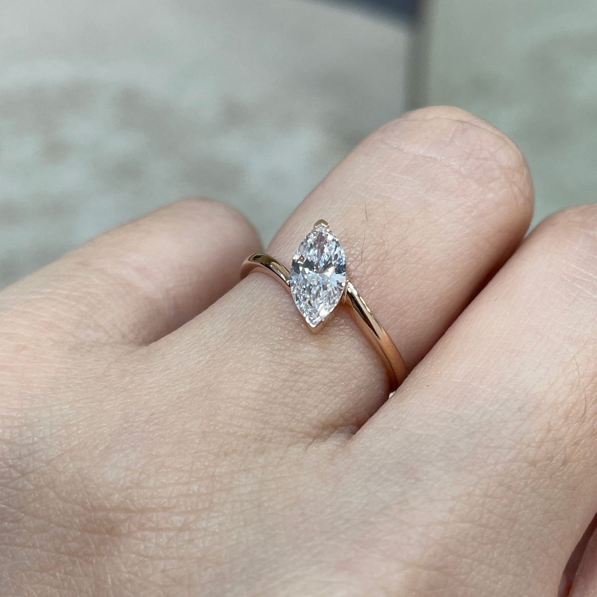 Lab diamond Marquise shape 0.7ct Twist band ring