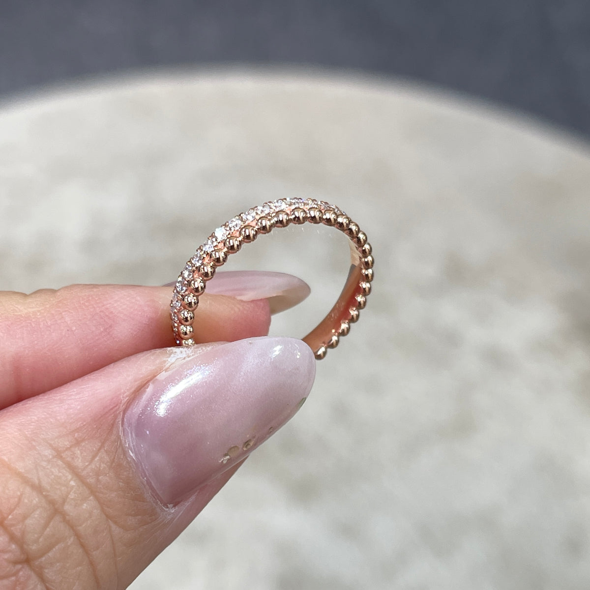 9k Lab diamond round 0.35ct milgrain dewdrop full eternity ring