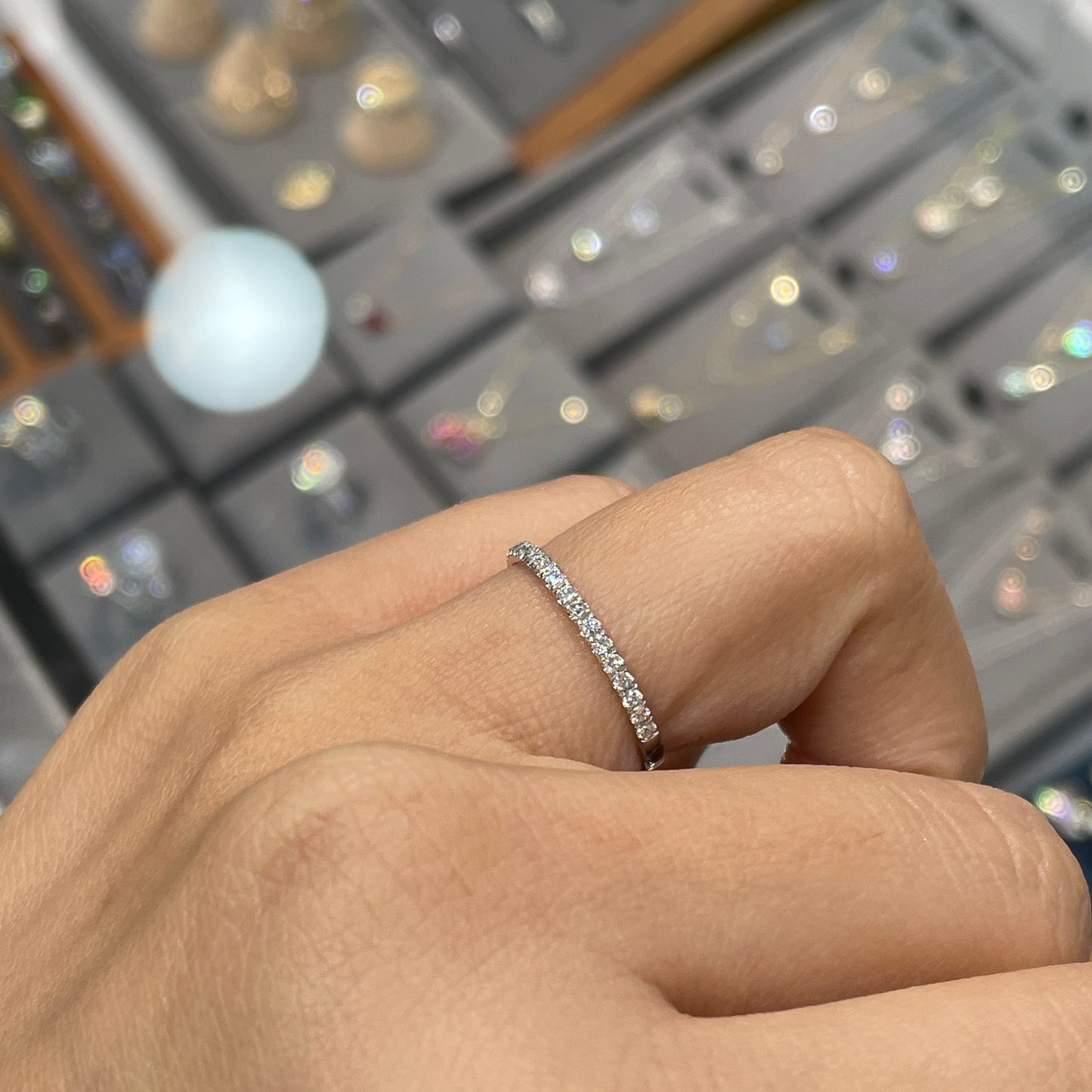 Lab diamond round 0.25ct half eternity ring
