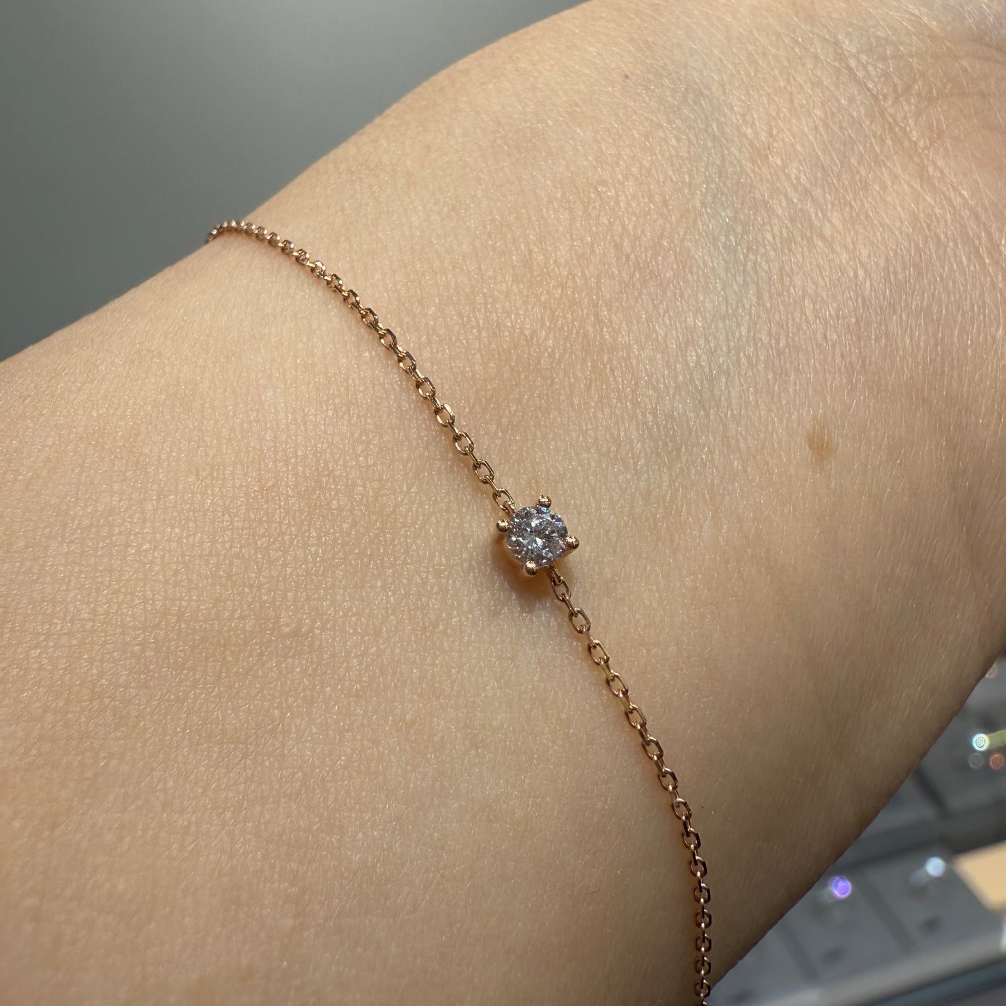 Lab diamond round 0.1ct  four-prong bracelet