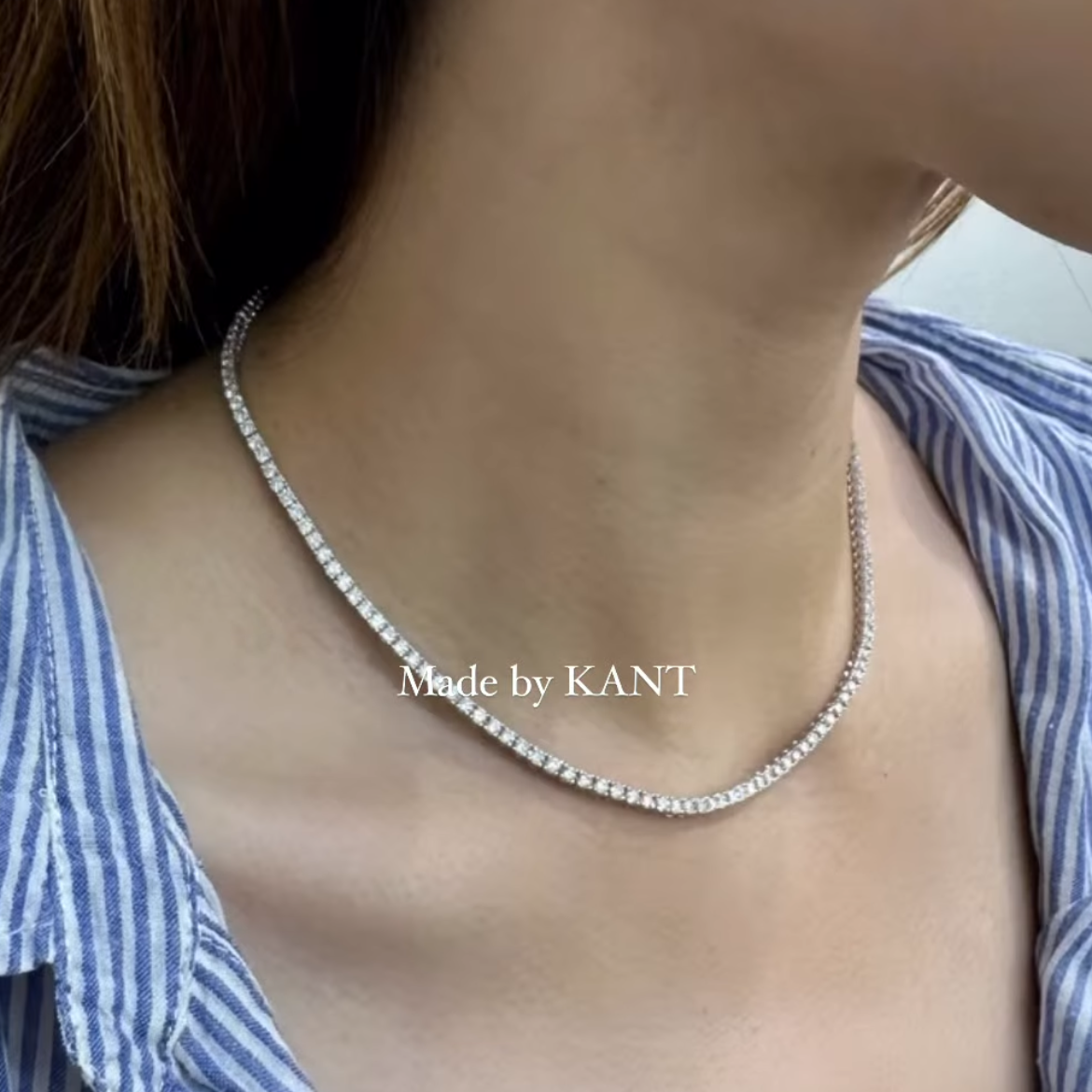 Lab diamond 7ct four-prong tennis necklace
