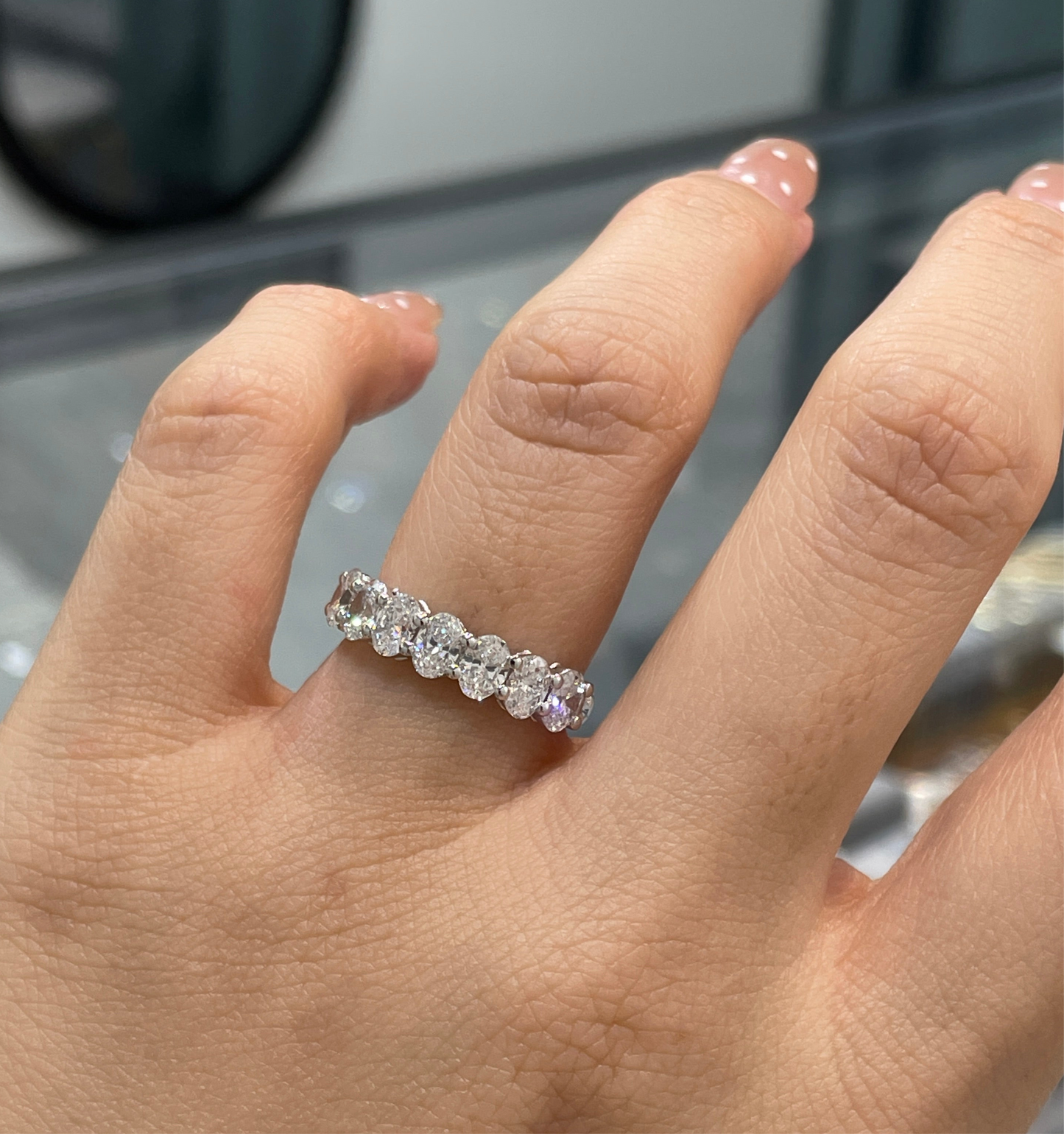 Lab diamond Oval shape 1.4ct half eternity ring