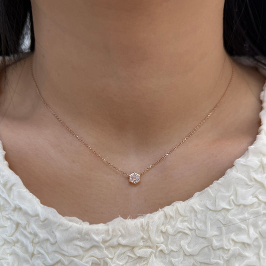 Lab diamond Hexagon 0.5ct bezel necklace