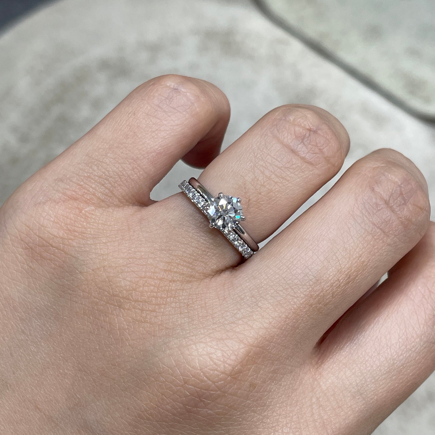 Lab diamond round 0.25ct half eternity thicker ring