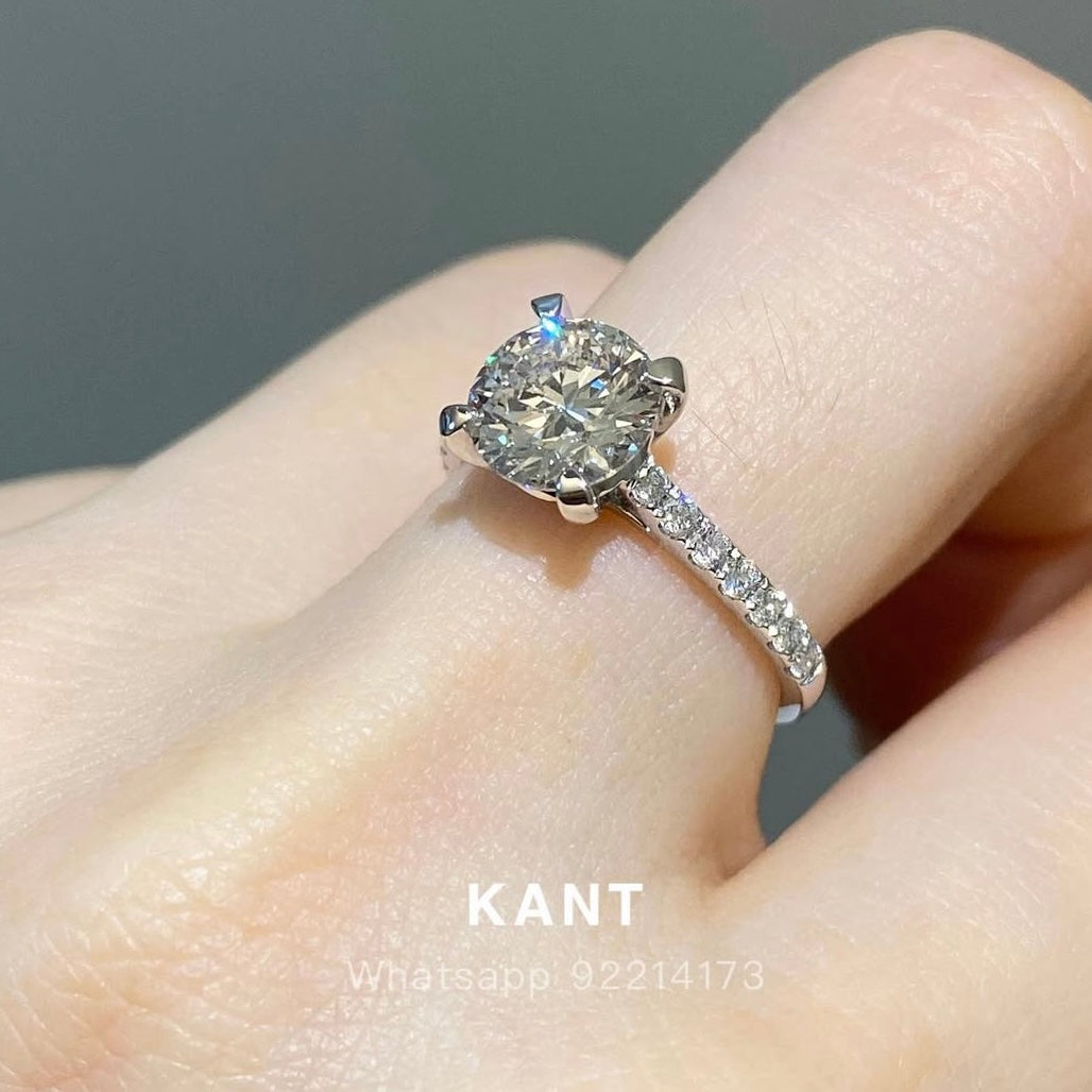 IGI lab diamond round 1.5ct four prong pave ring