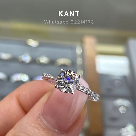 Lab diamond Round 1ct open pave ring