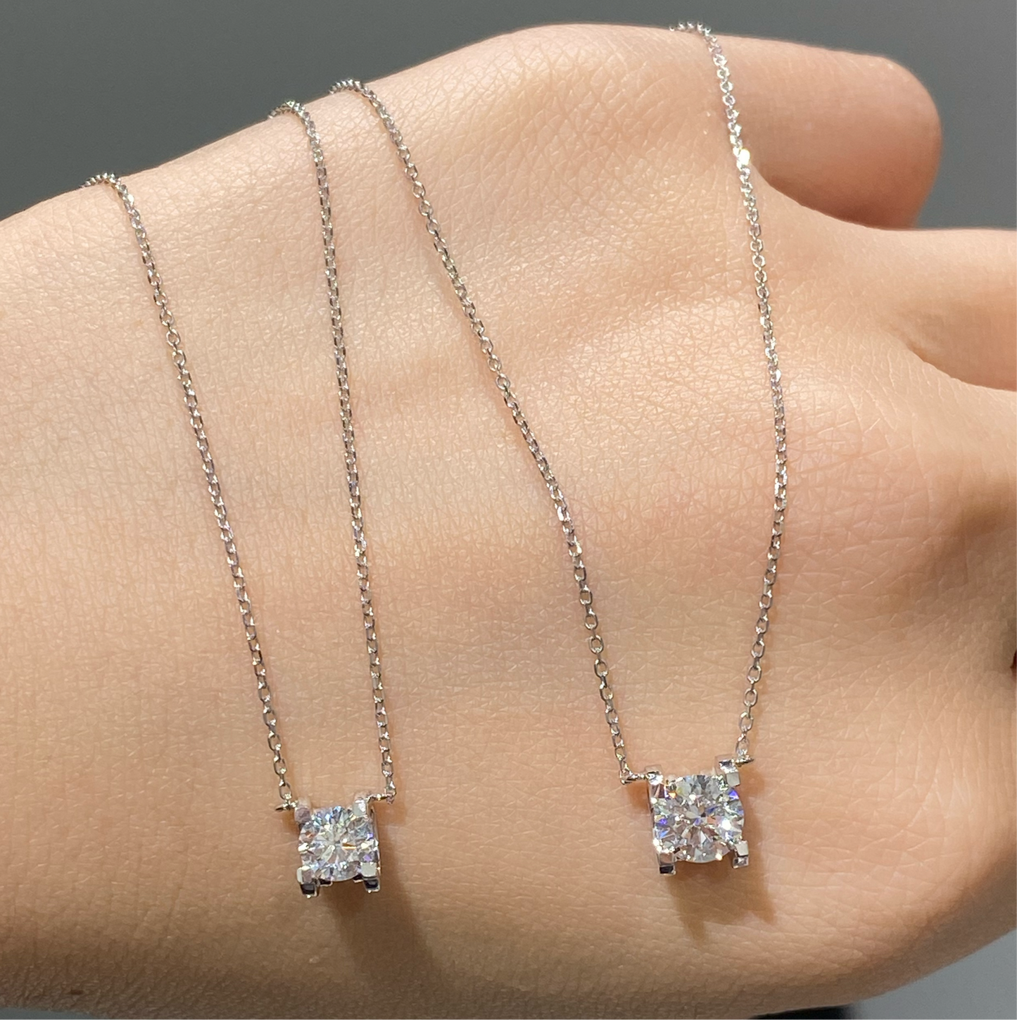 Lab diamond round 0.5ct classic C necklace