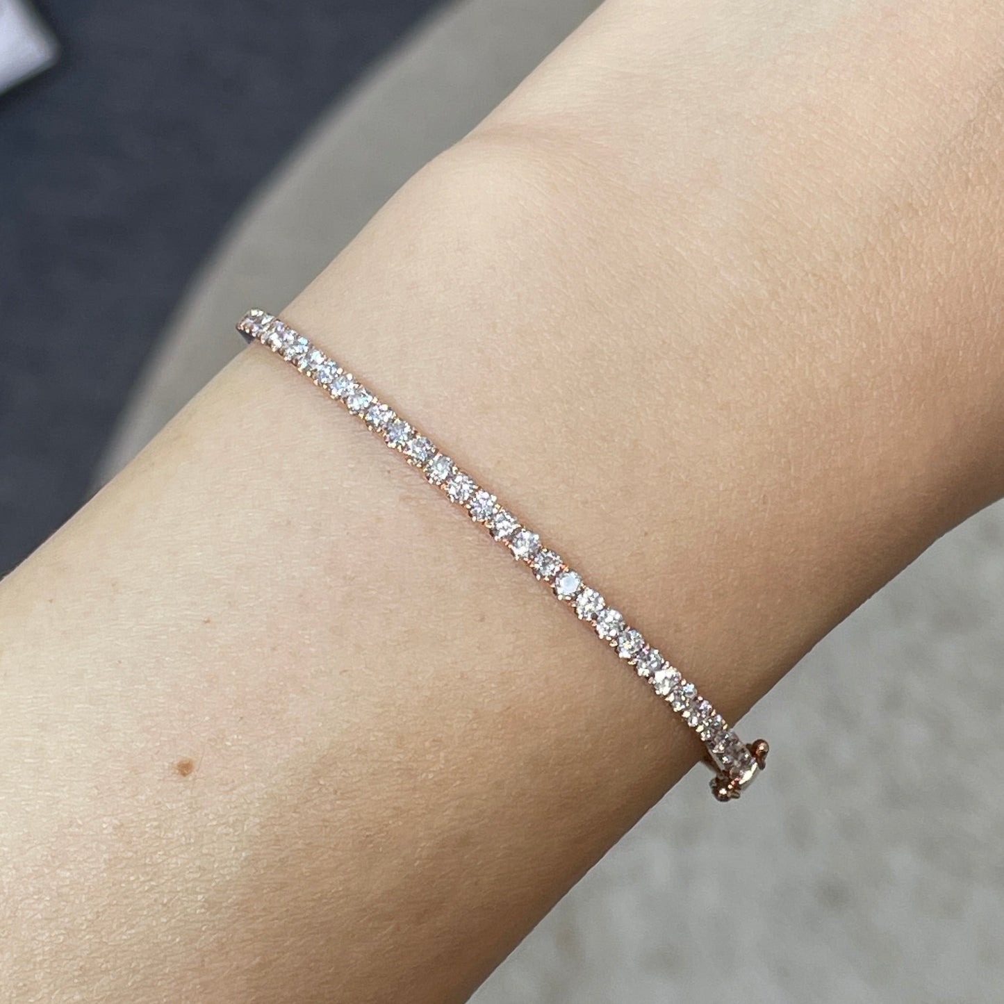 Lab diamond round 1.1ct half tennis bangle bracelet