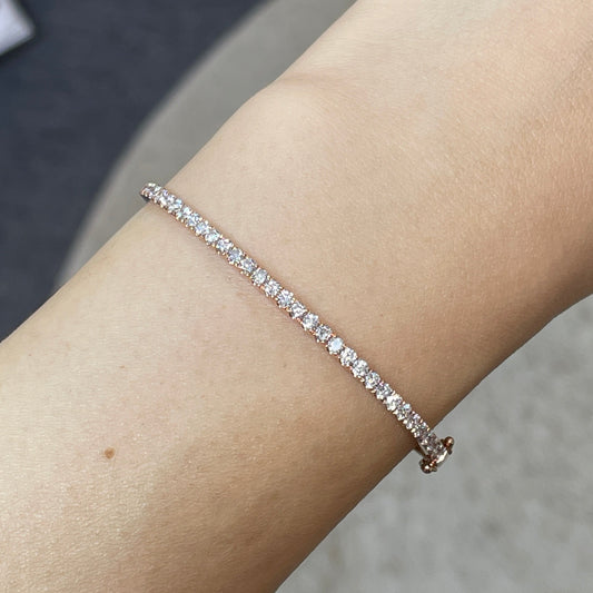 Lab diamond round 1.15ct half tennis bangle bracelet