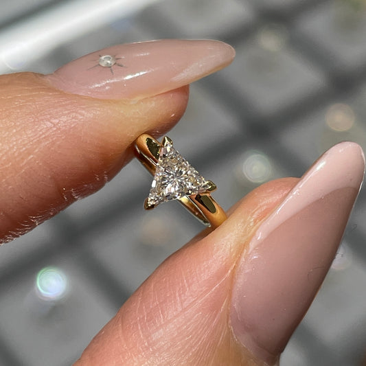 Lab diamond Triangle cut 0.4ct 8mm hoop earrings-pair