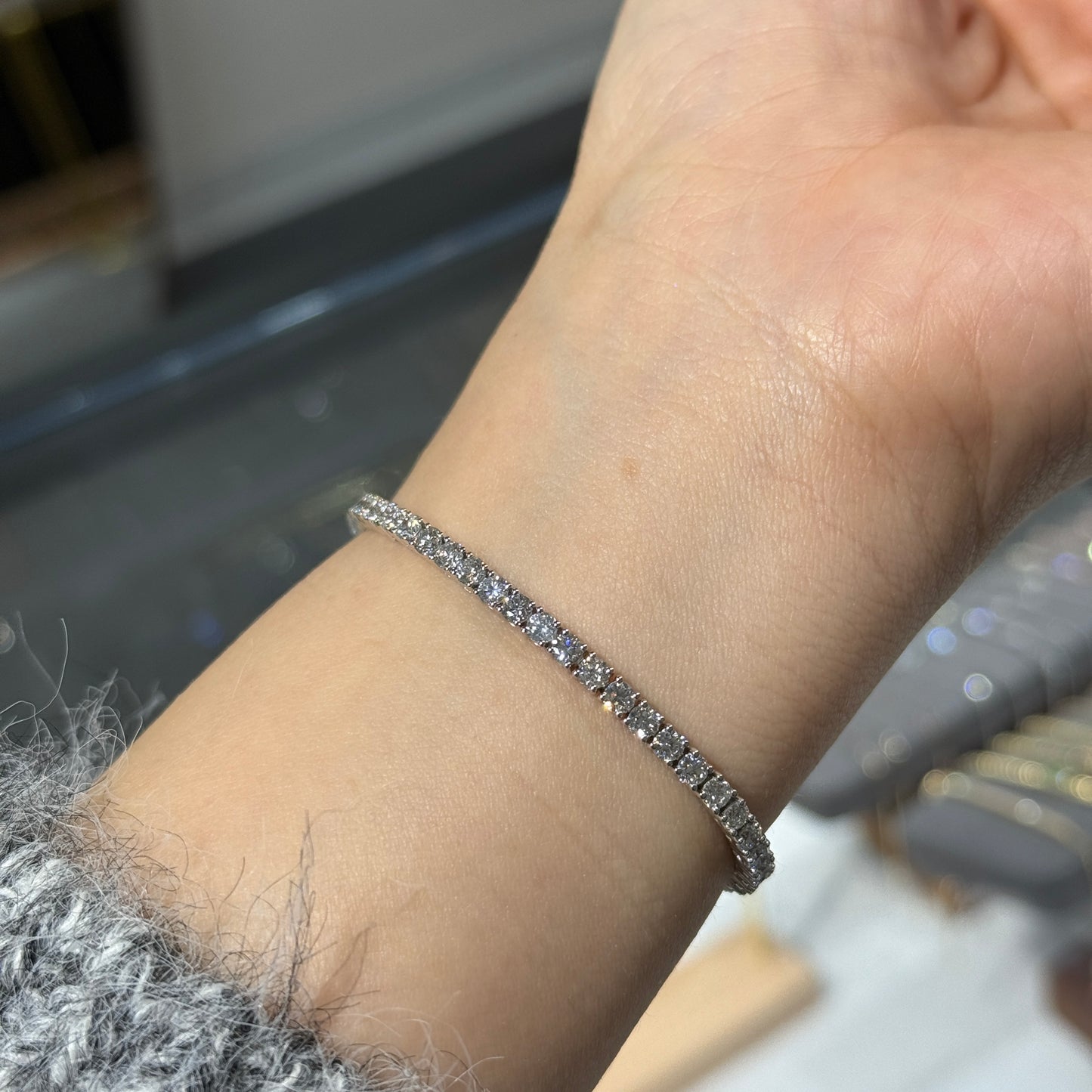 Lab diamond round 4.4ct classic four-prong tennis bracelet