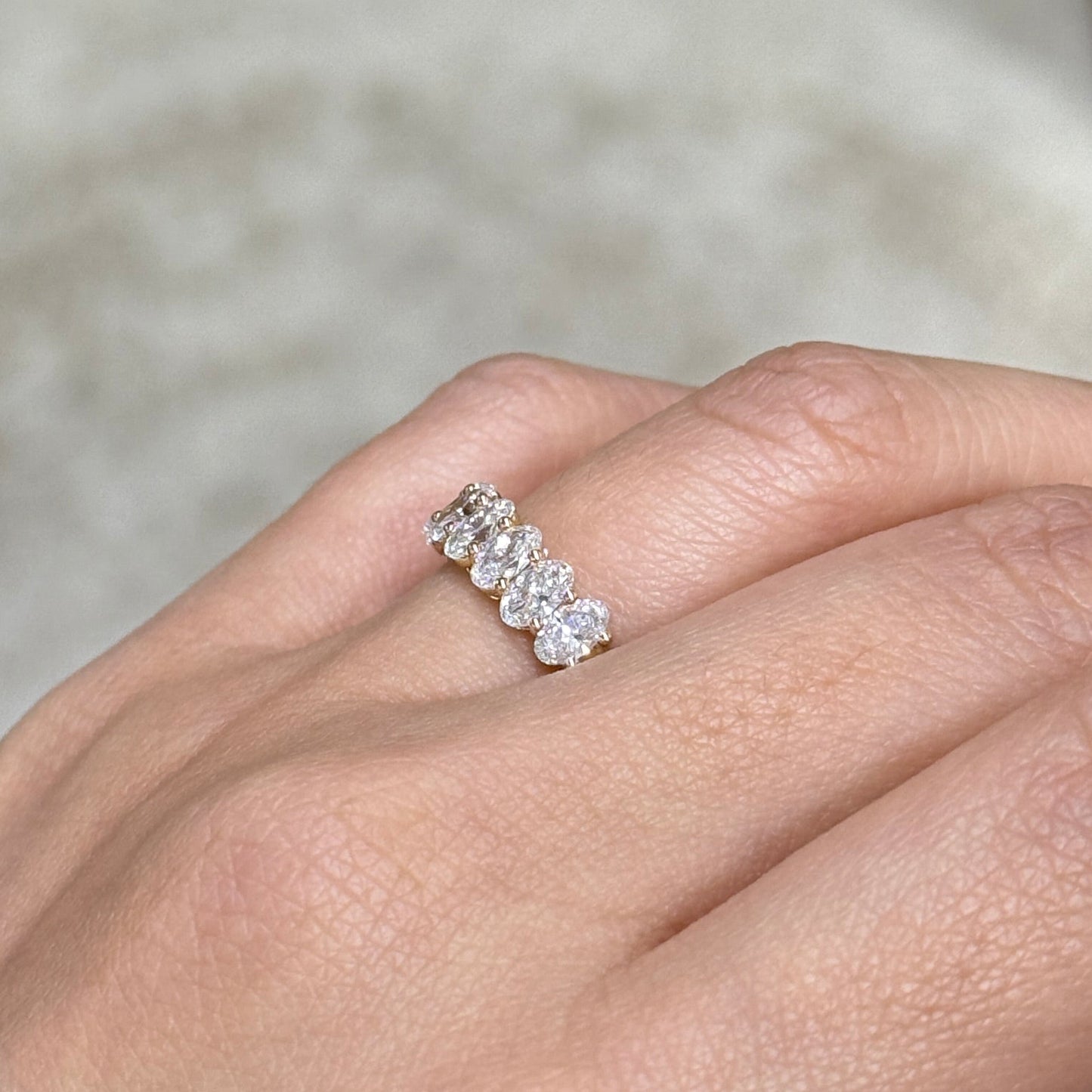 14K Lab diamond oval shape 1.3ct half eternity ring