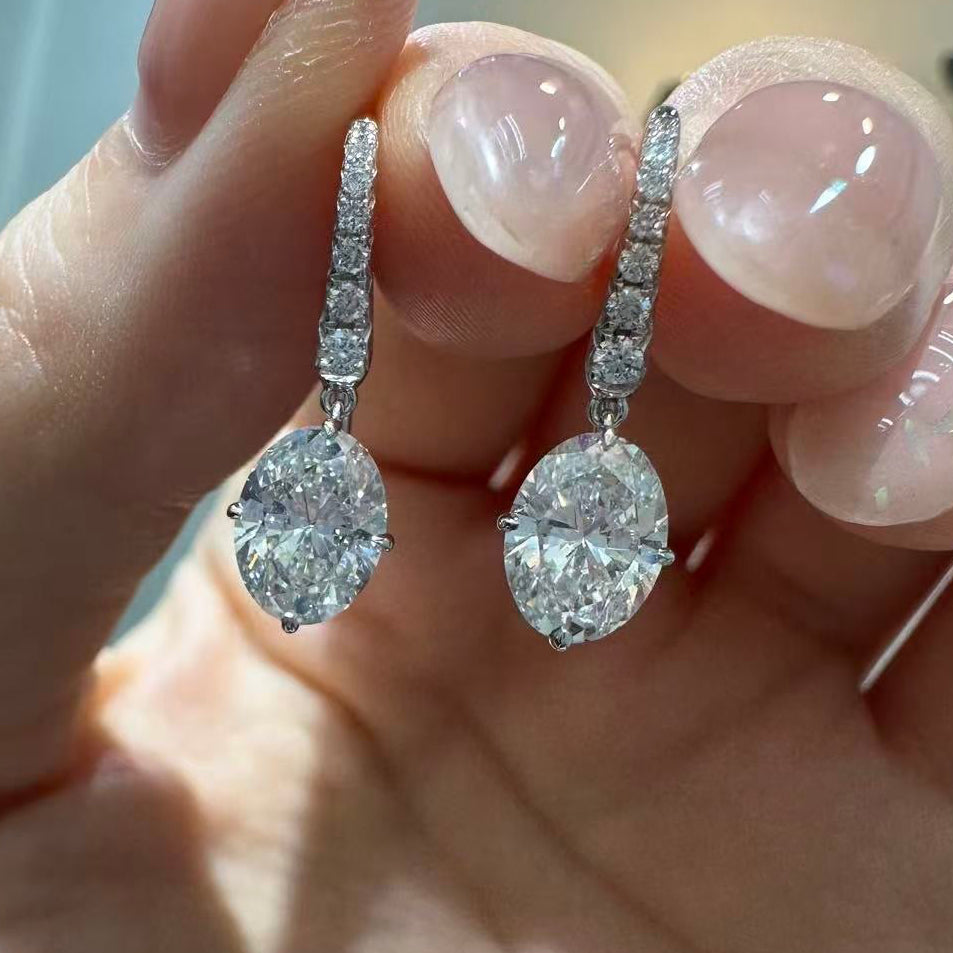 IGI Lab diamond oval shape 2.2ct elegant drop earrings -pair