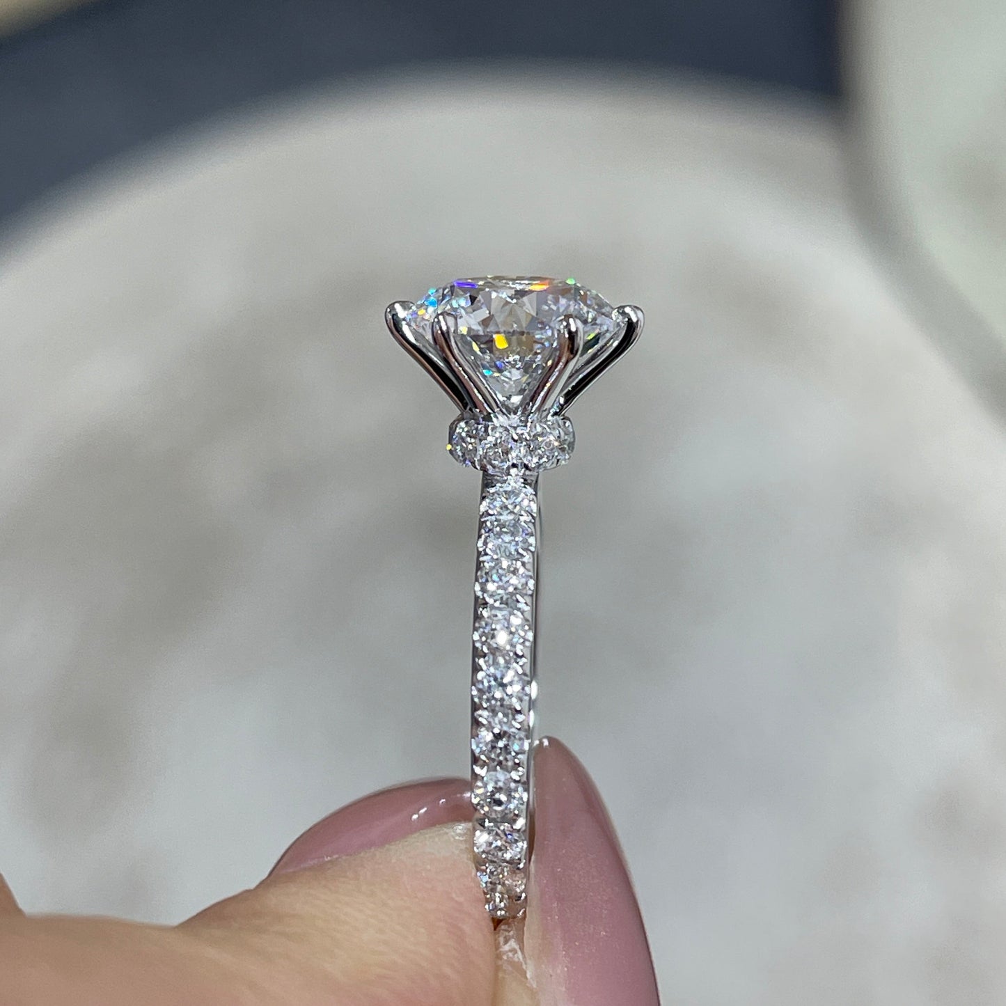 IGI lab dimaind Round 2ct four-prong underhalo pave ring