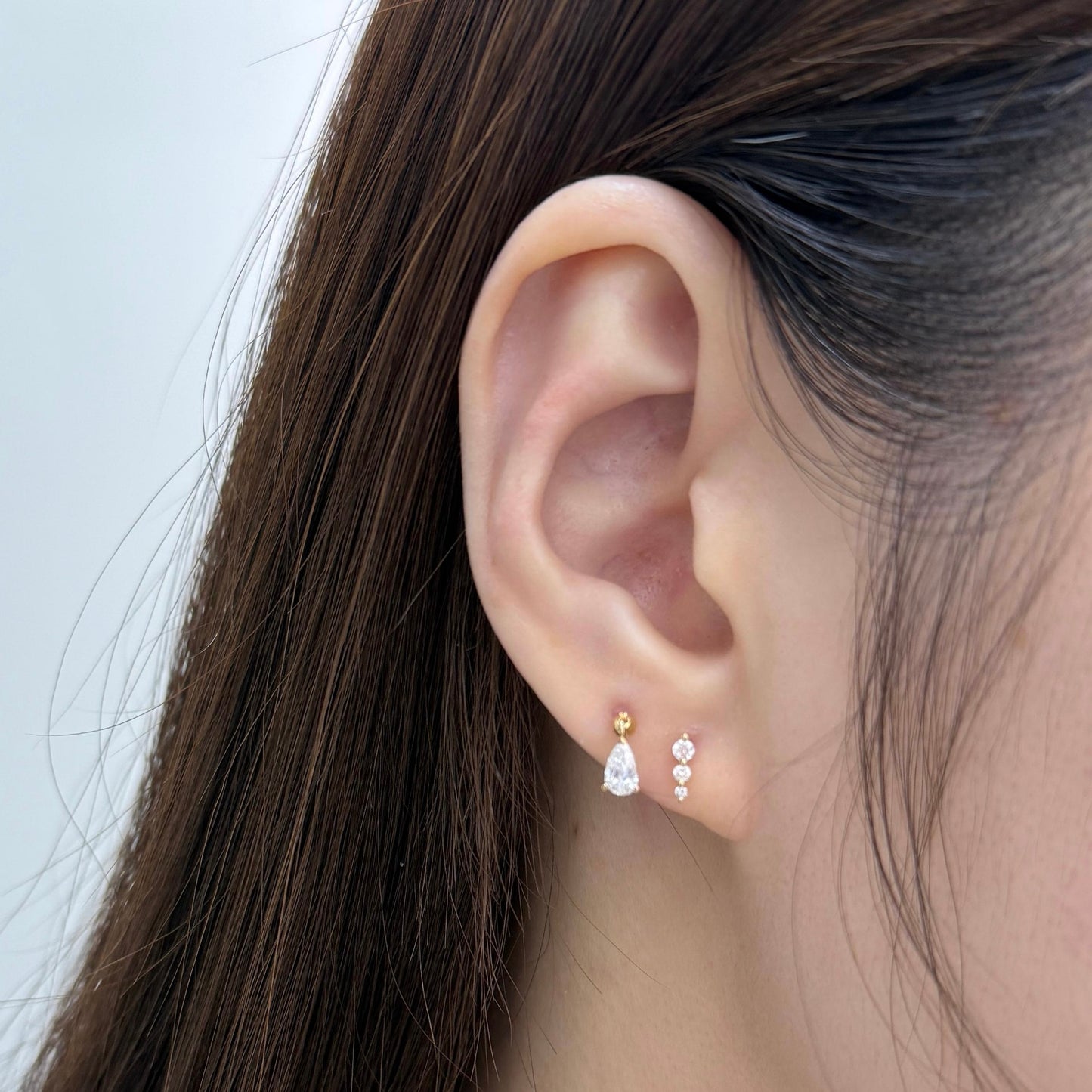 Lab diamond Pear shape 0.4ct swing stud earrings-pair