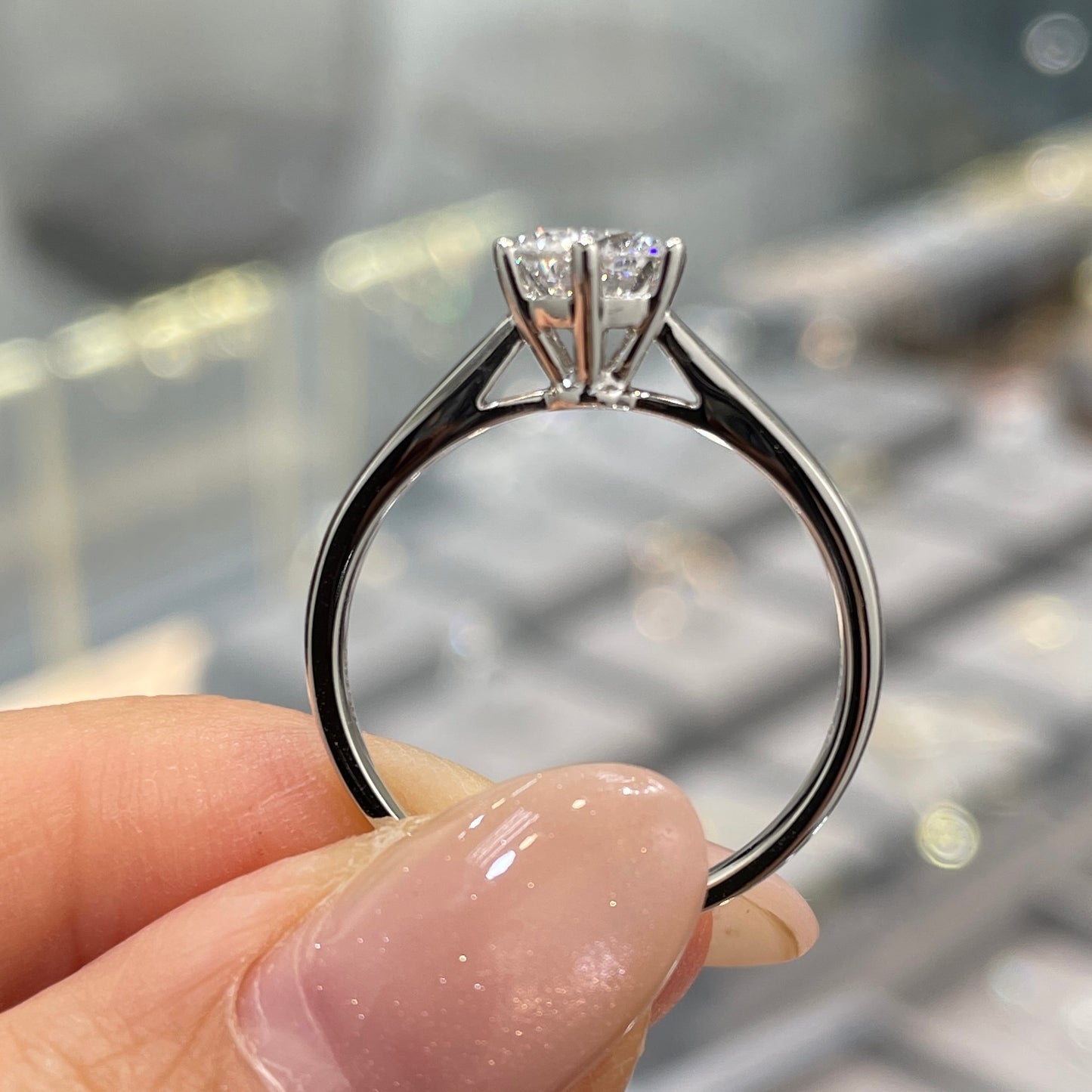 Lab diamond round 1ct six prong solitaire ring