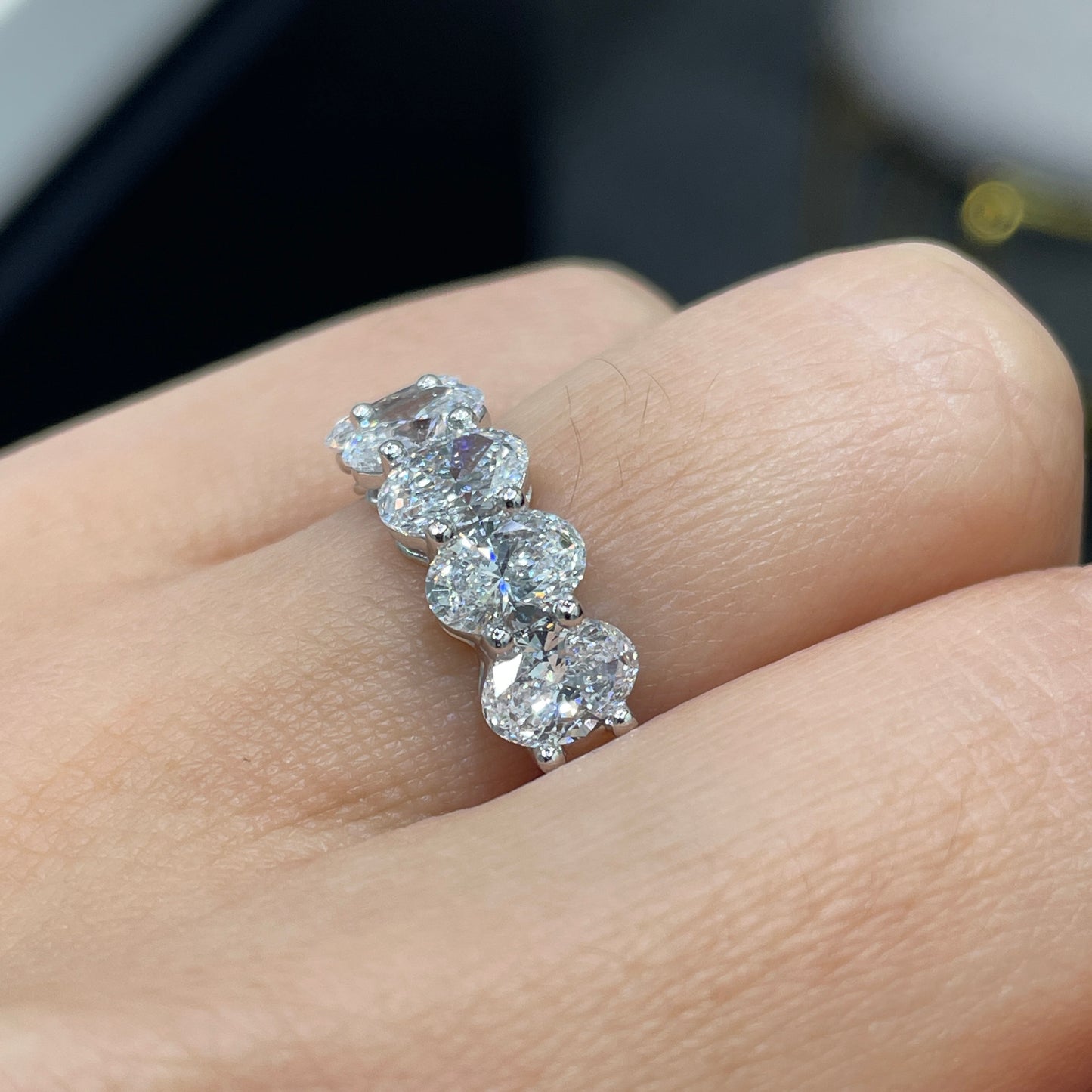 Lab diamond Oval shape 2.5ct half eternity ring
