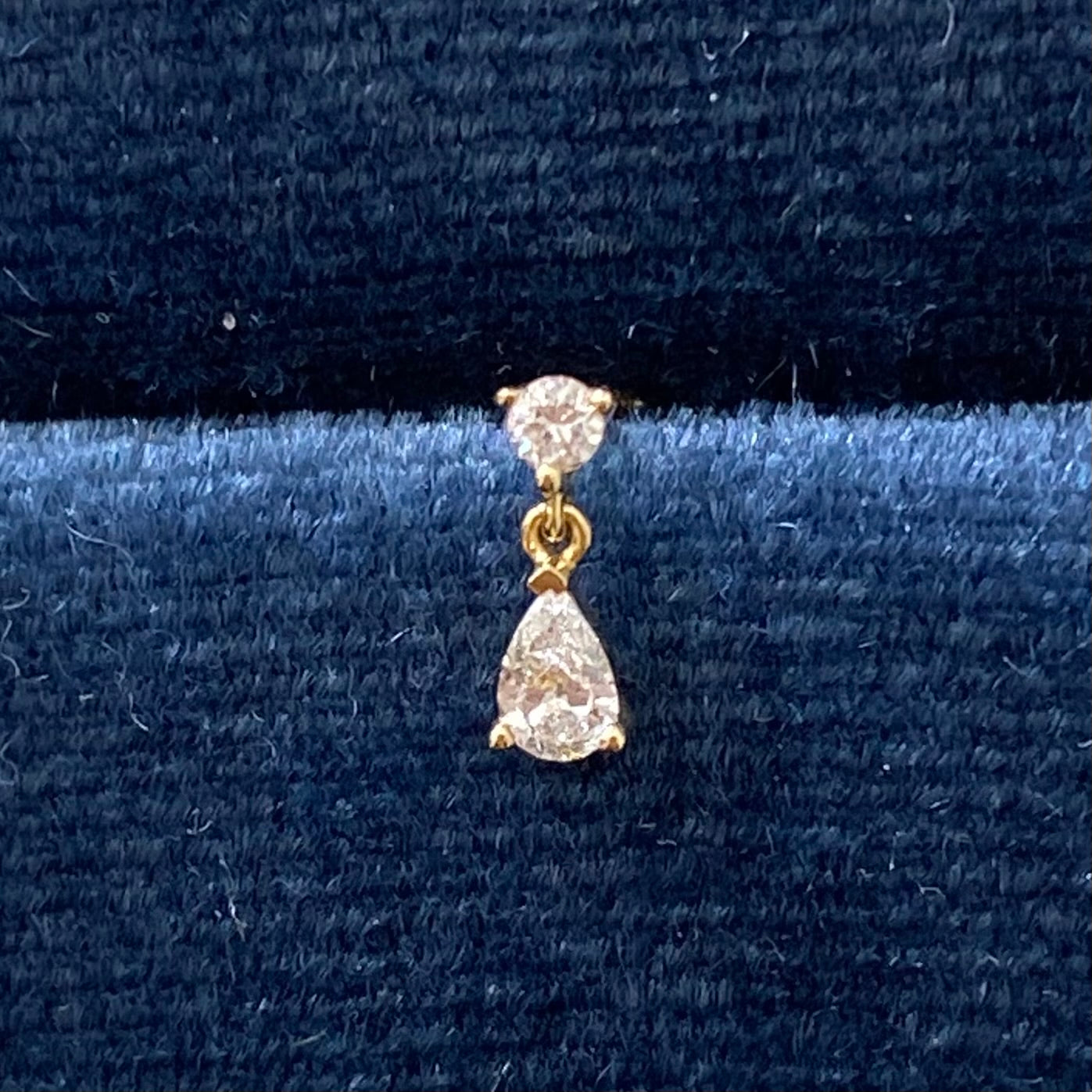 Lab Diamond round and pear shape 0.13ct stud swing earring-each