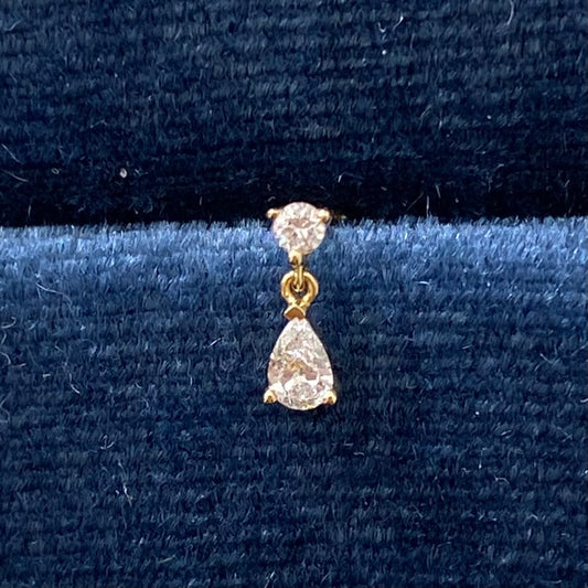 Lab Diamond round and pear shape 0.13ct stud swing earring-each