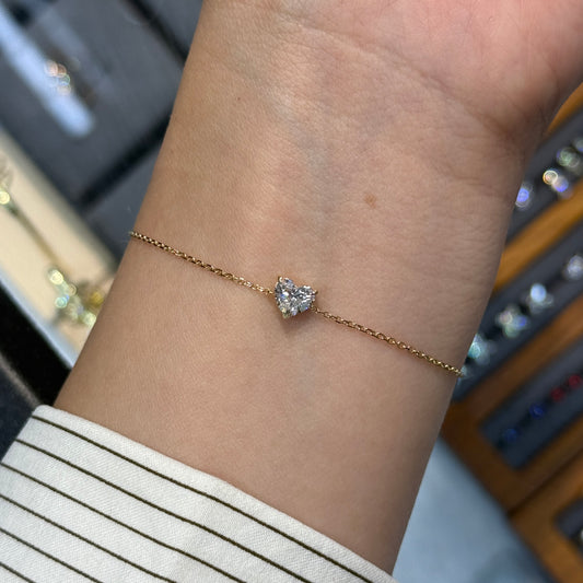 IGI Lab diamond heart shape 0.6ct three-prong bracelet