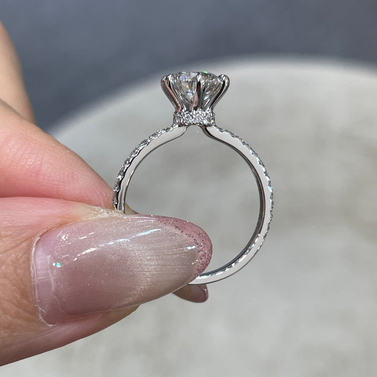 IGI lab dimaind Round 1.2ct four-prong underhalo pave ring