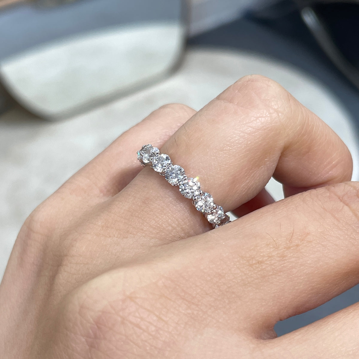 9k Lab diamond round 3ct full eternity ring