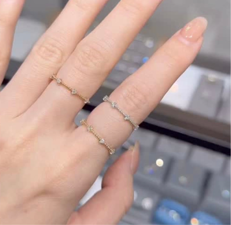 Lab diamond four-diamond Bead ring