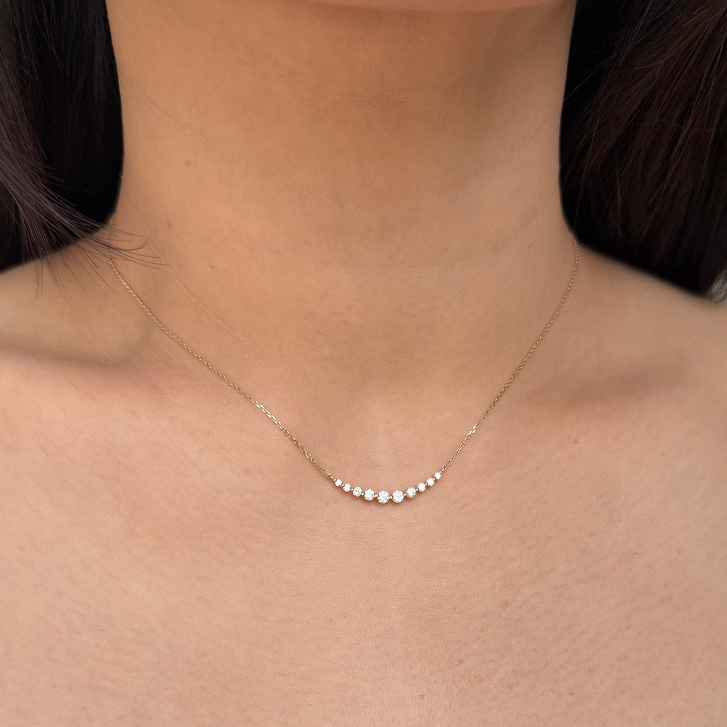 9k Lab diamond round 0.4ct smile necklace