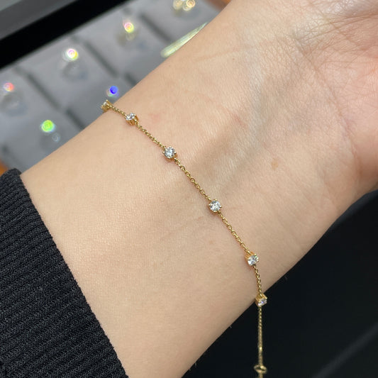 9k Lab diamond round 0.18ct six stone bracelet