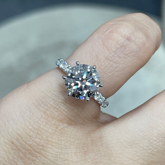 IGI lab dimaind Round 2ct four-prong underhalo pave ring