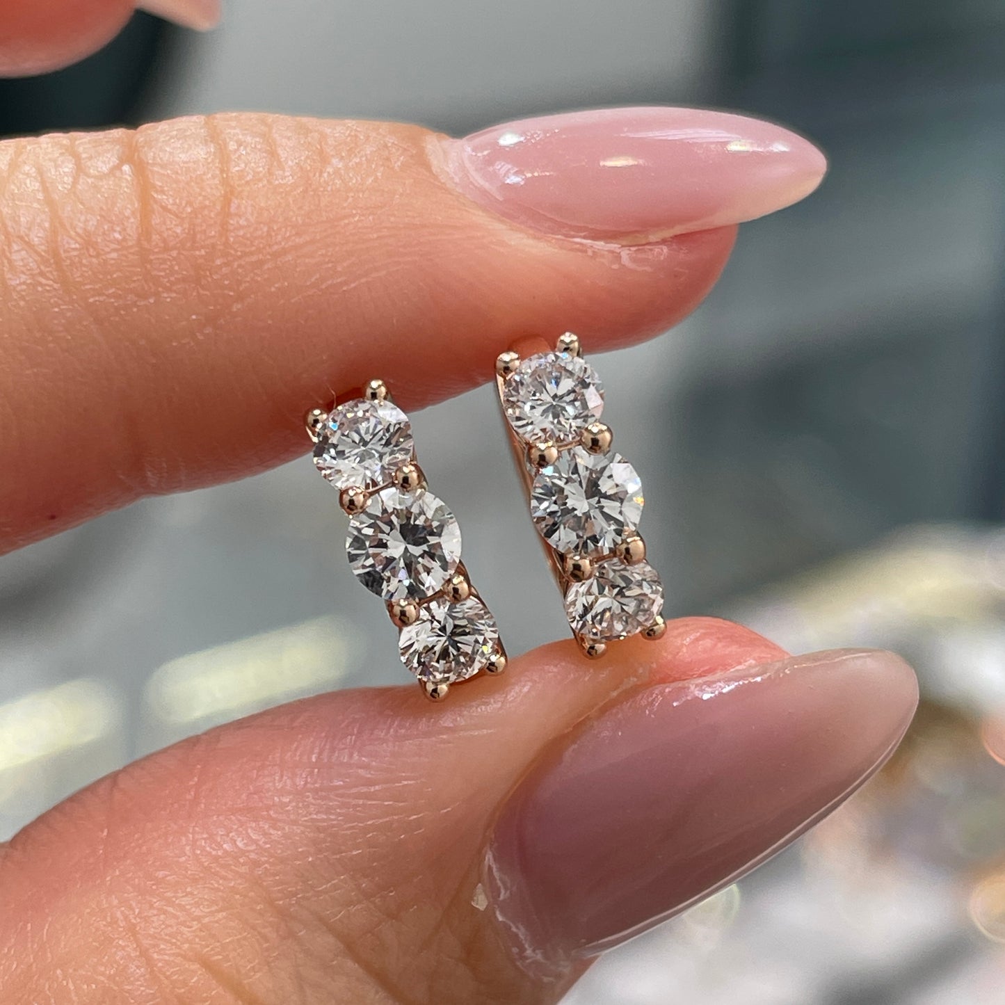 Lab Diamond round trio 1ct 10mm hoop earrings-pair