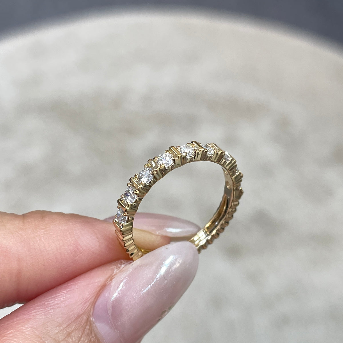 9k Lab diamond round 0.5ct bar setting half eternity vertical line ring