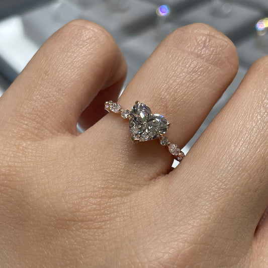 IGI Lab diamond heart shape 1.3ct marquise and round mix pave ring