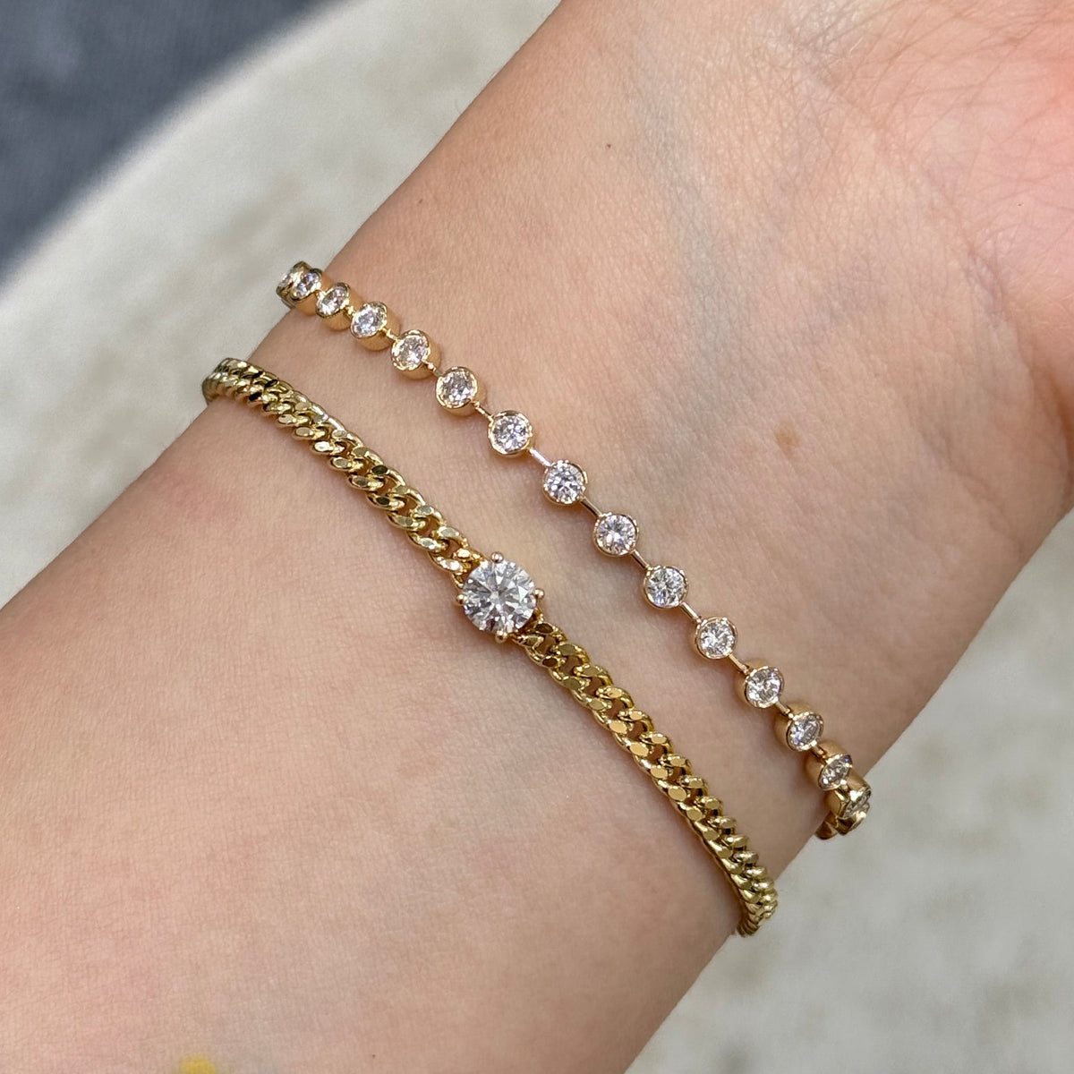 lab diamond round 2ct bezel tennis bracelet