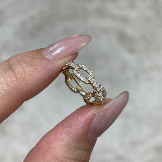 9k Lab round 0.4ct diamond chain link full eternity pinky ring