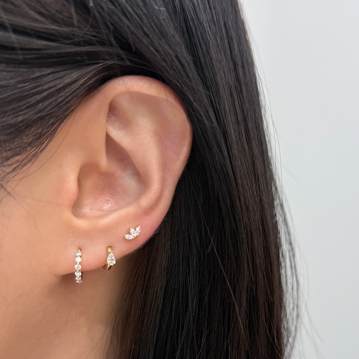 Lab diamond Pear shape 0.1ct 6mm hoop earring-each