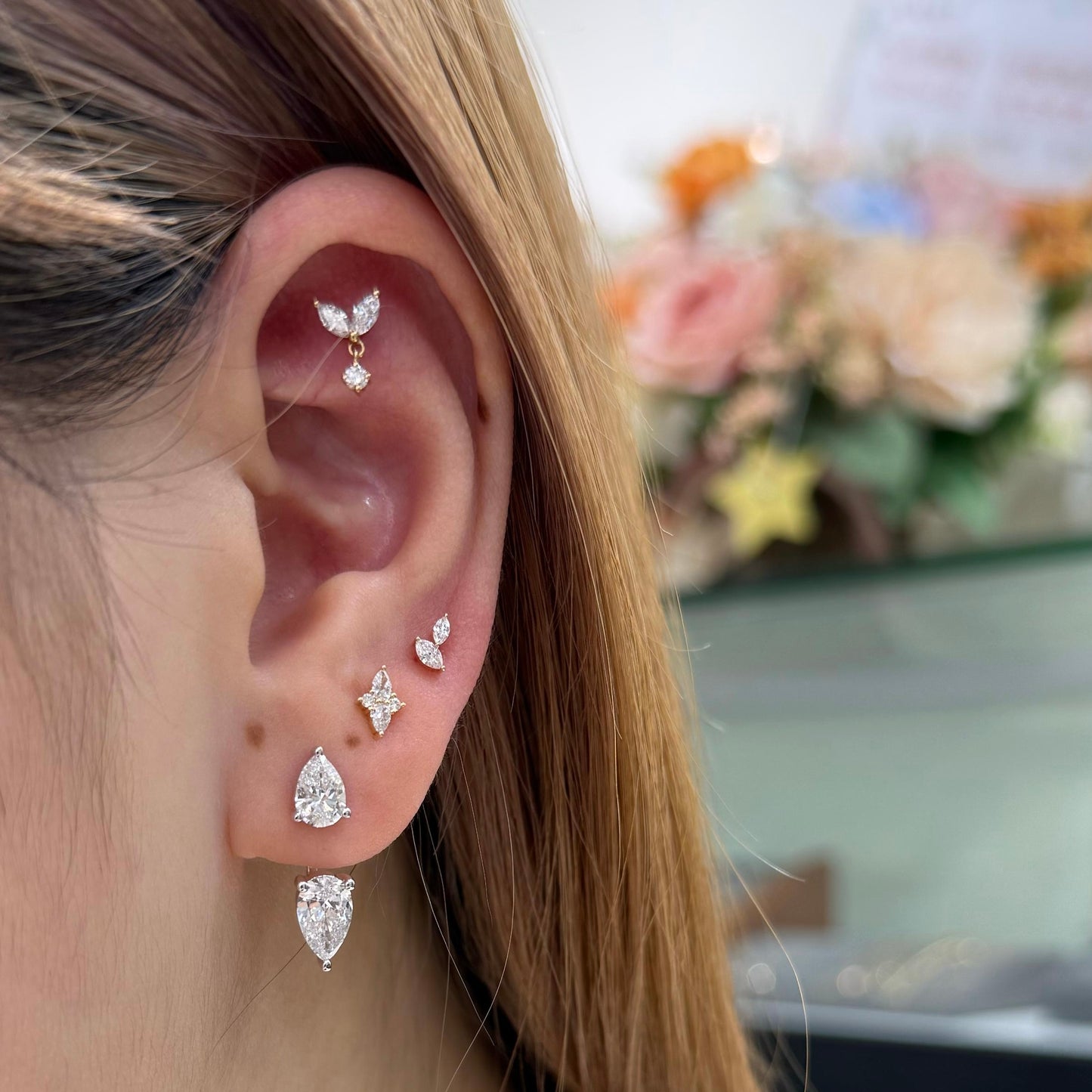 Lab diamond Dart stud earring-each