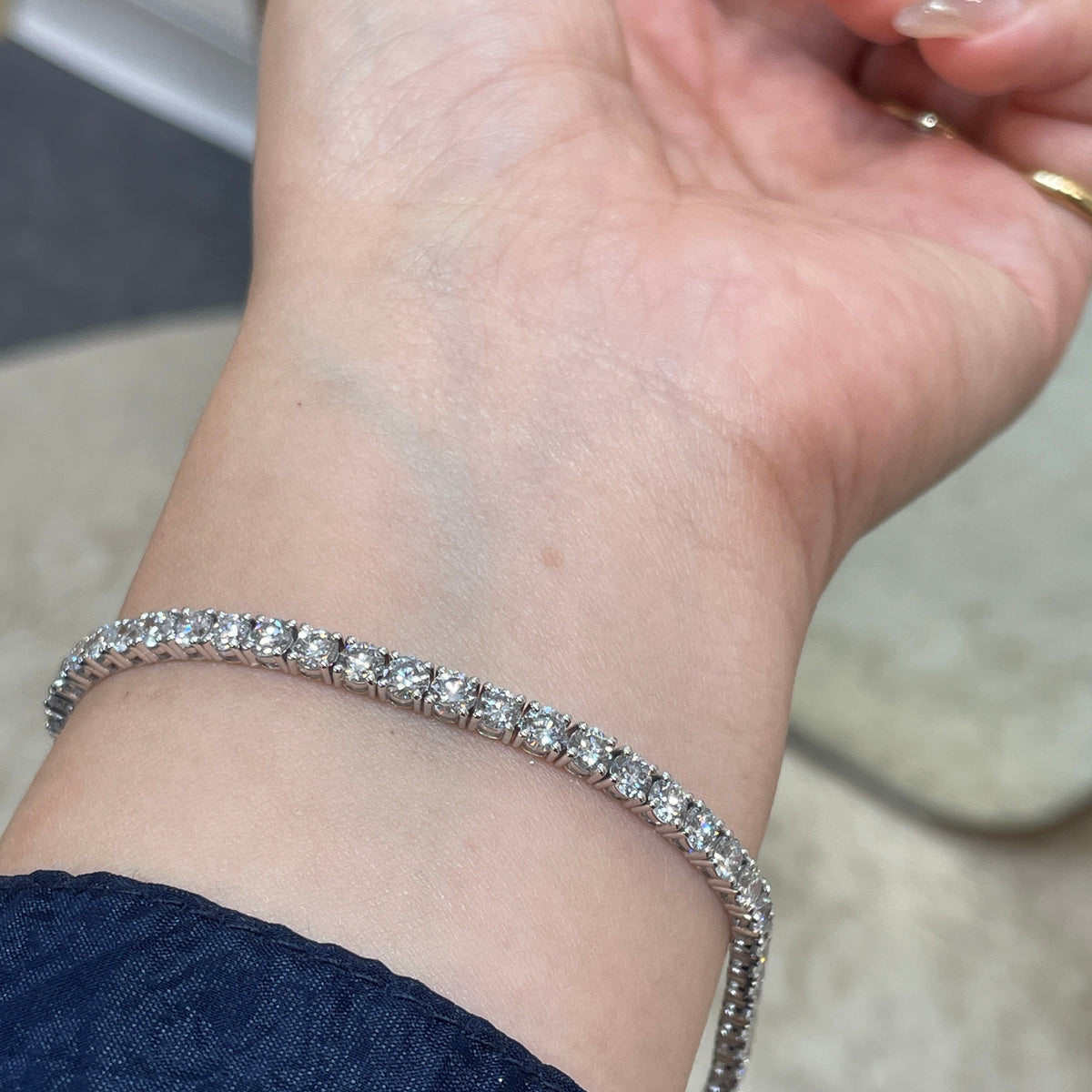 Lab diamond round 6.3ct classic four-prong tennis bracelet