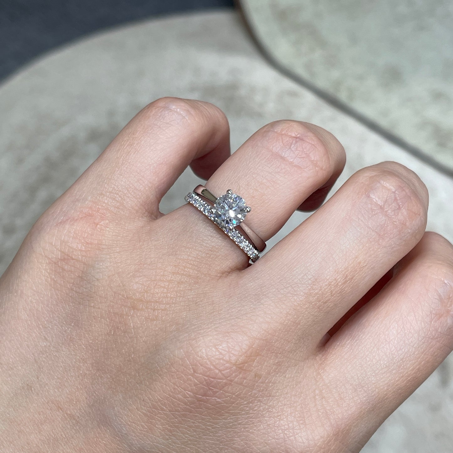 Lab diamond round 0.25ct half eternity thicker ring
