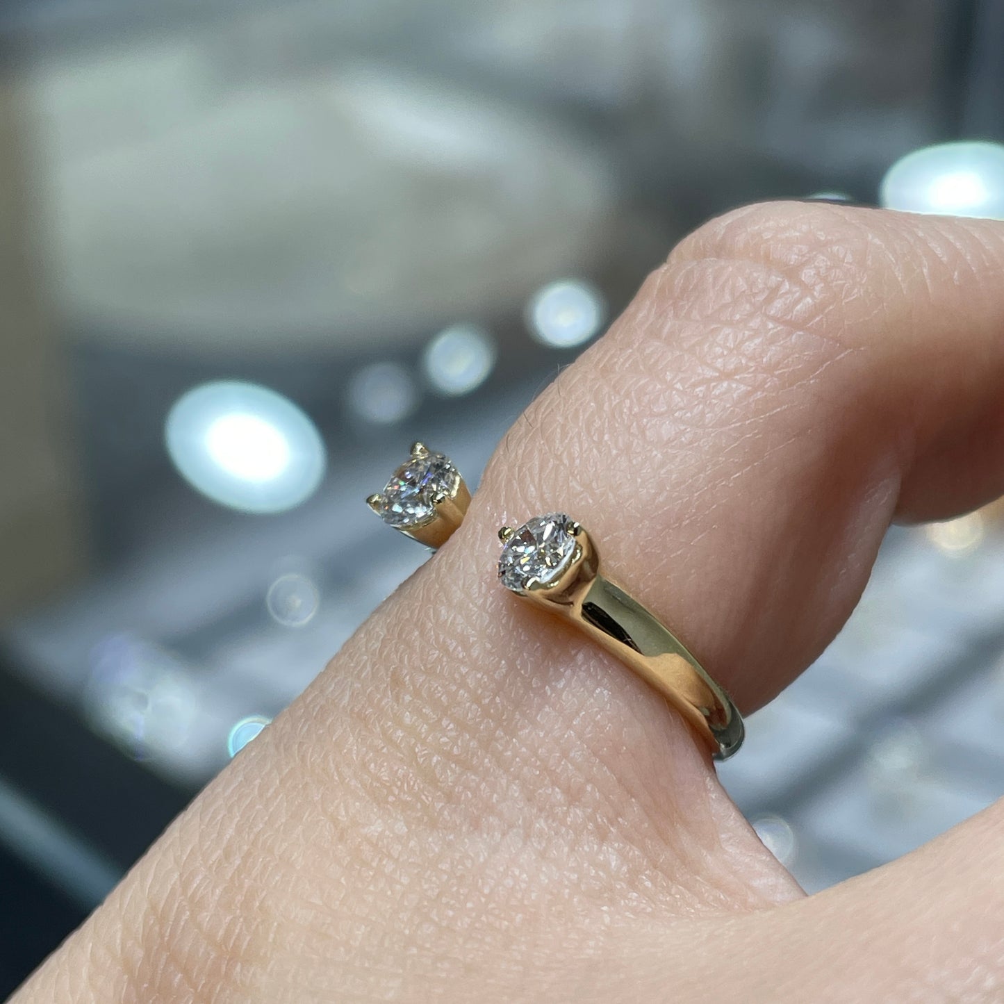 9K Lab diamond Round 0.4ct duo invisible open pinky ring
