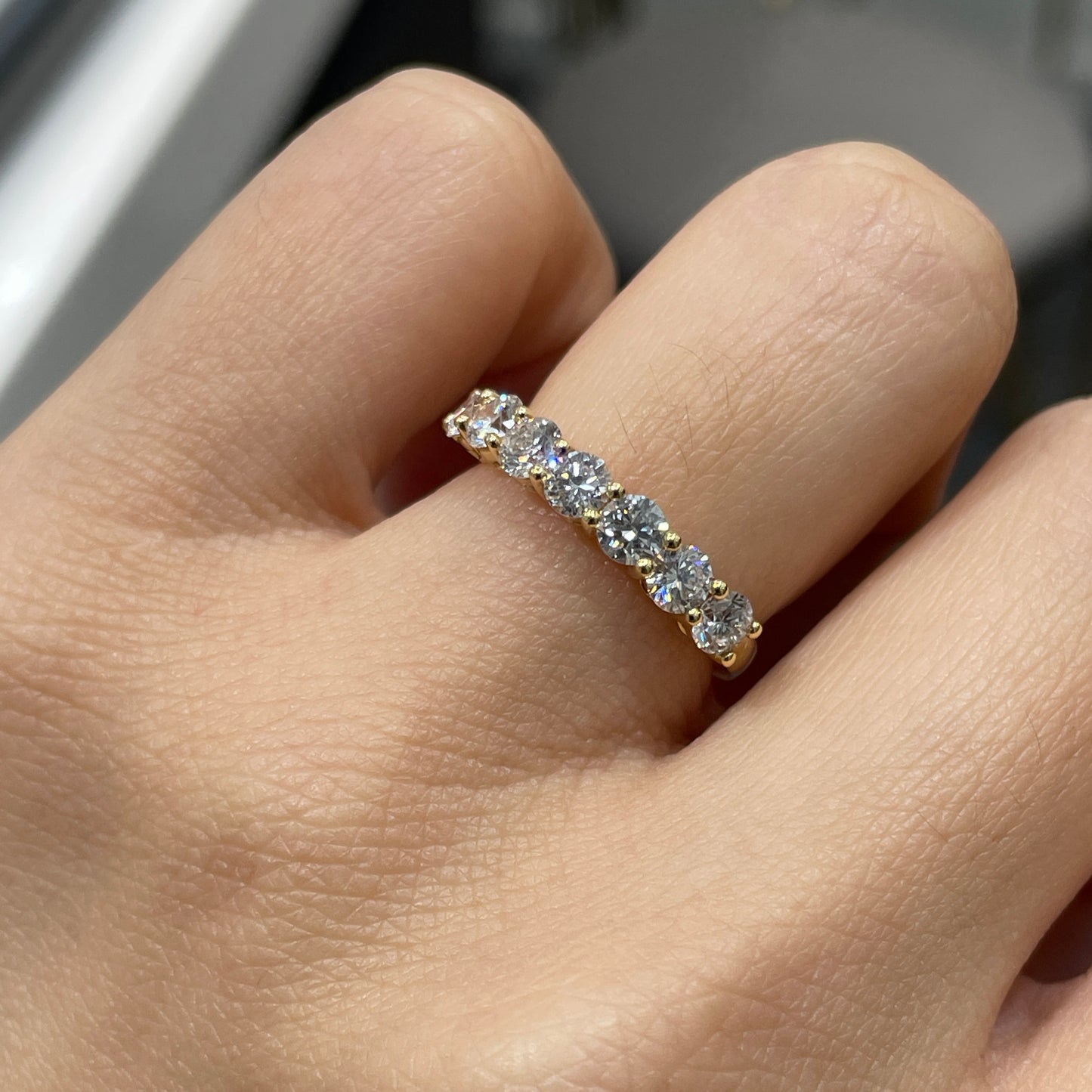 Lab Diamond round 1.05ct half eternity ring