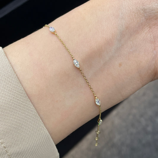 Lab diamond marquise shape 0.5ct five stone bracelet