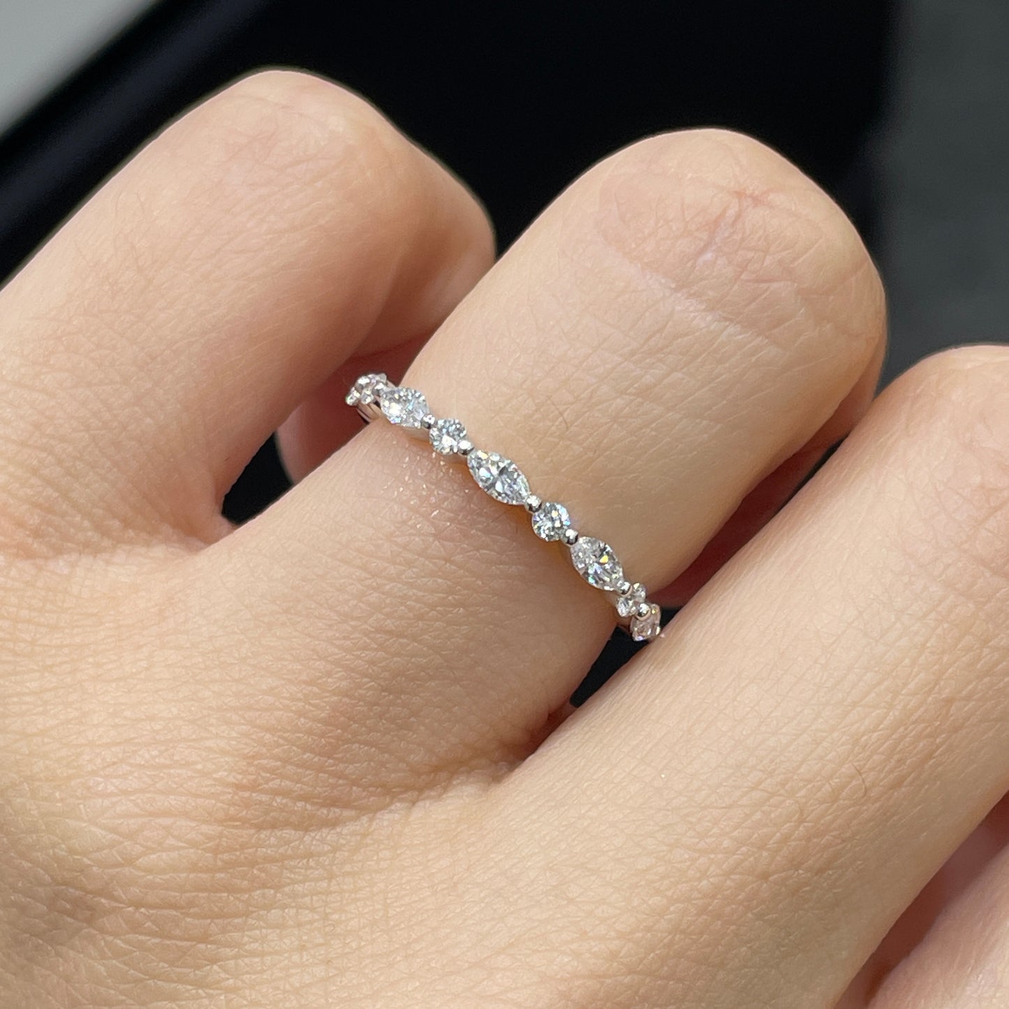 Lab diamond marquise round mix 0.48ct half eternity ring