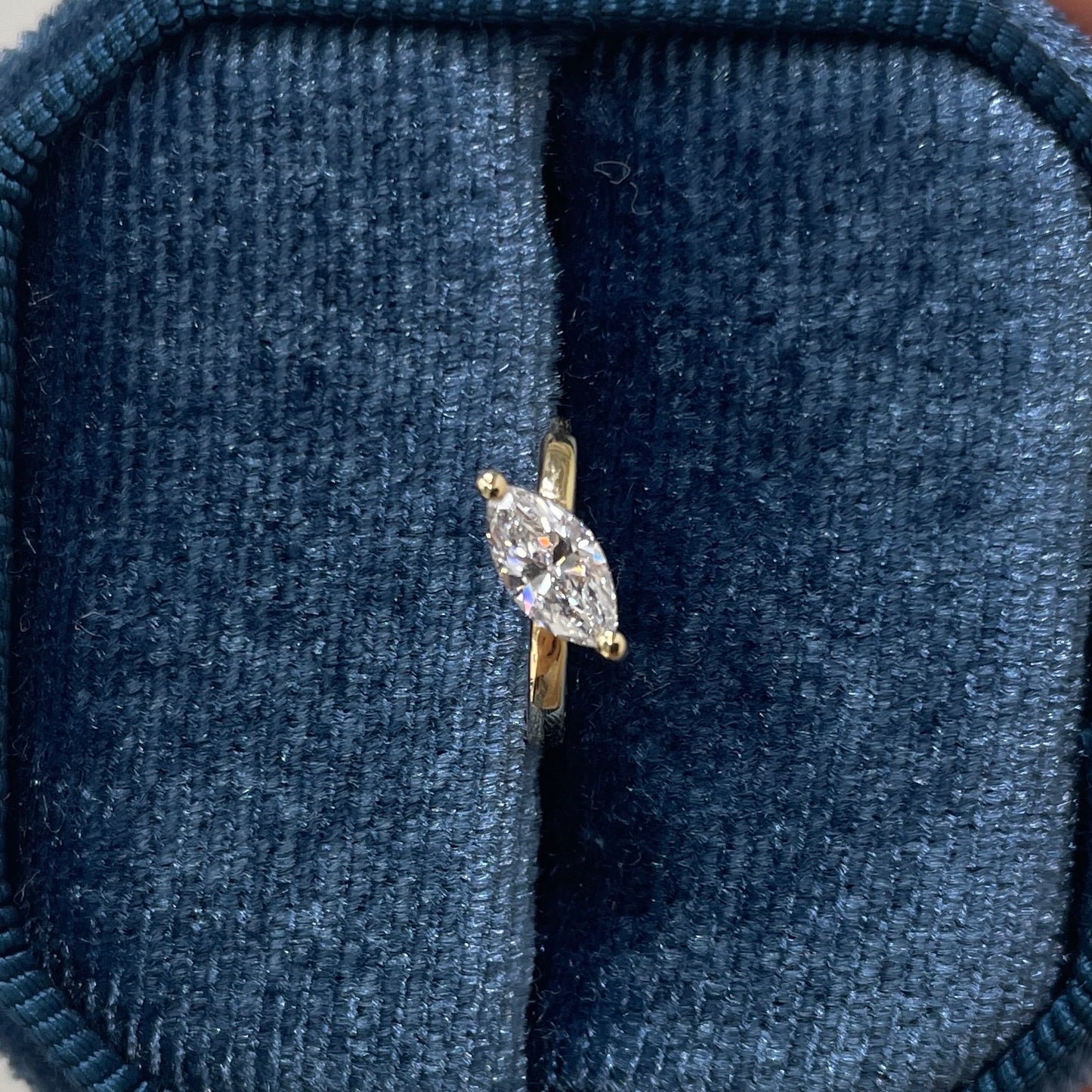Lab diamond marquise shape 0.6ct tilt setting 10mm hoop earrings - pair