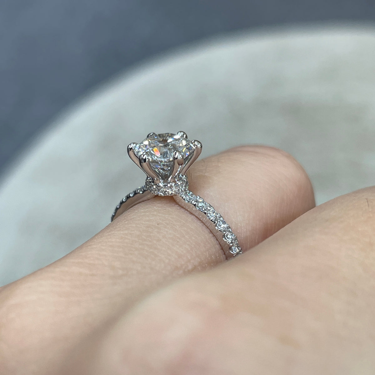 IGI lab dimaind Round 1.2ct four-prong underhalo pave ring