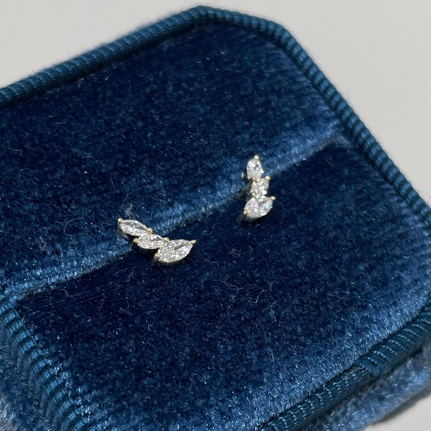 Lab diamond marquise 0.11ct big to small trio stud earring-each