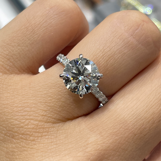 IGI Lab diamond round 3.5ct four-prong under halo pave ring