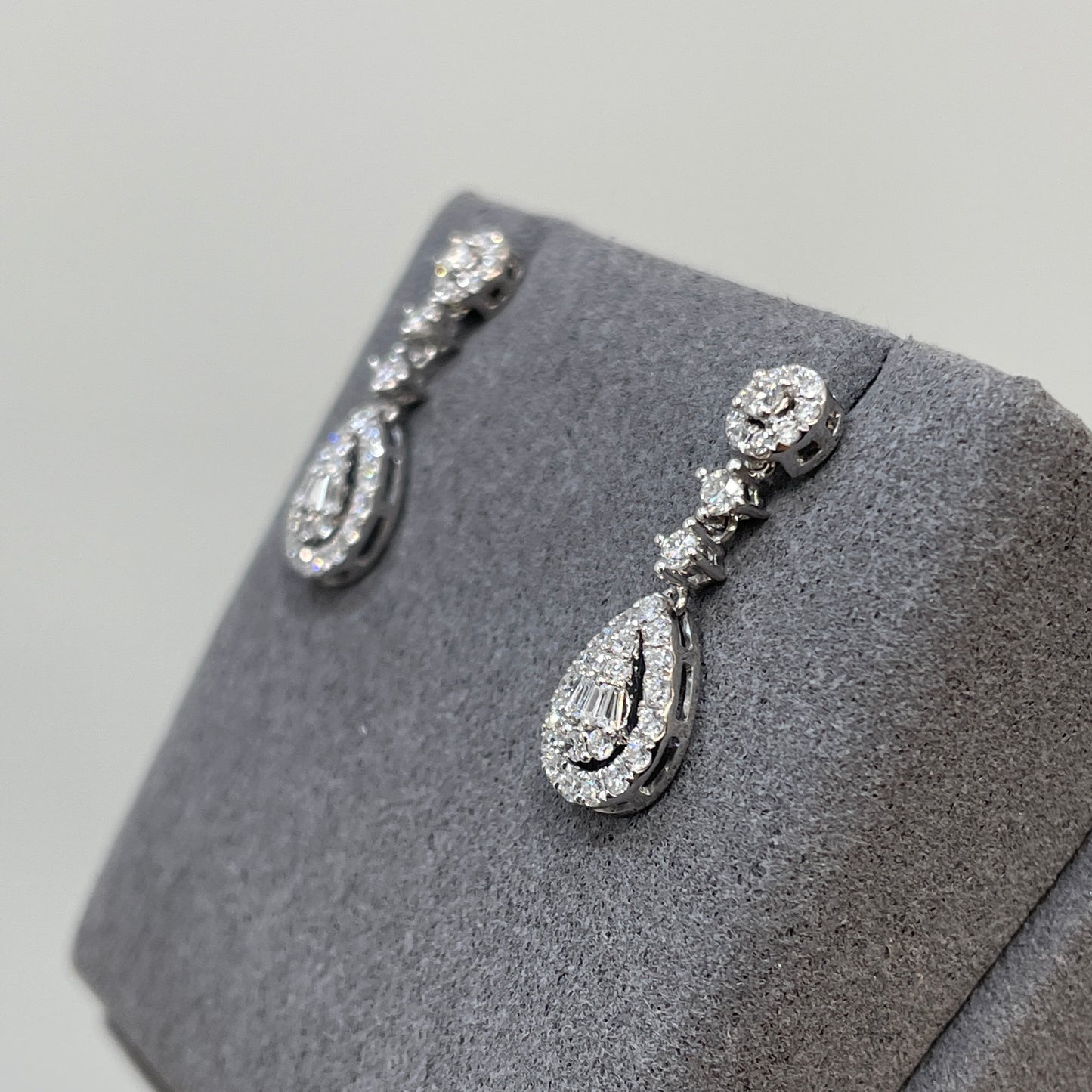 Lab diamond pear shape removable drop earrings-pair